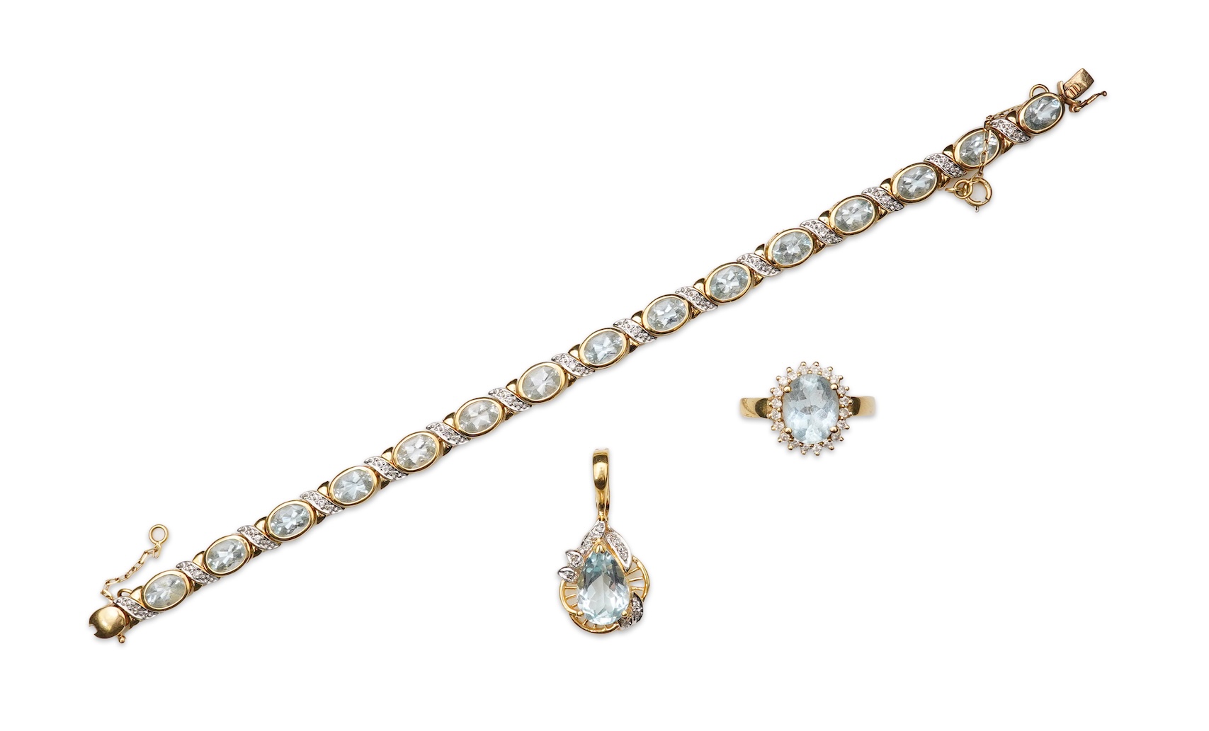 A set of aquamarine jewels